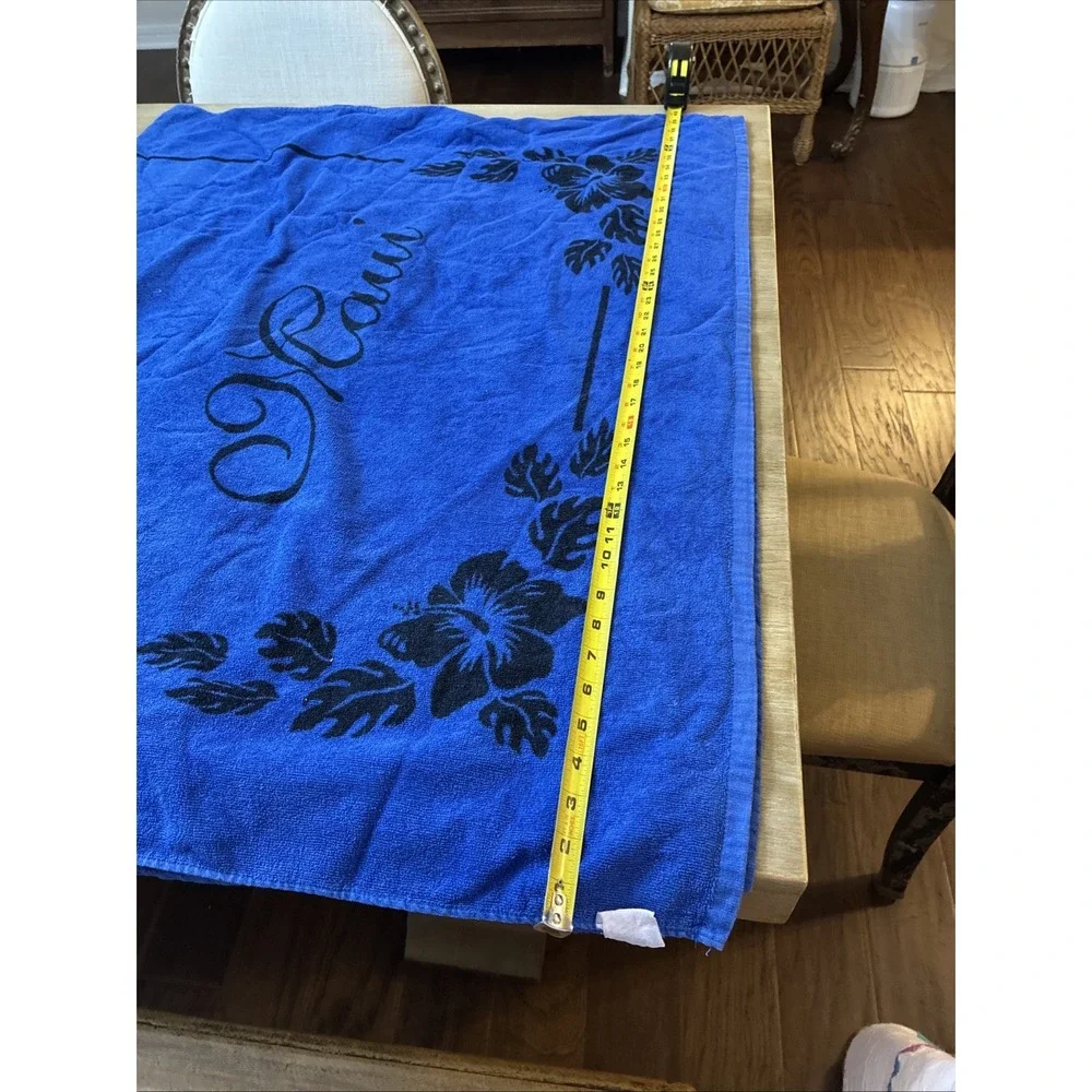 Hawaii Vintage Beach Towel Hawaiian Islands Maui Cotton Blue Souvenir 40x64
